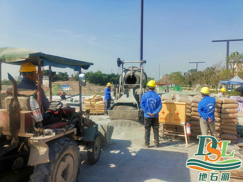 廣州沙步村透水混凝土地坪施工開始啦~ 廣州沙步村透水混凝土地坪施工開始啦~