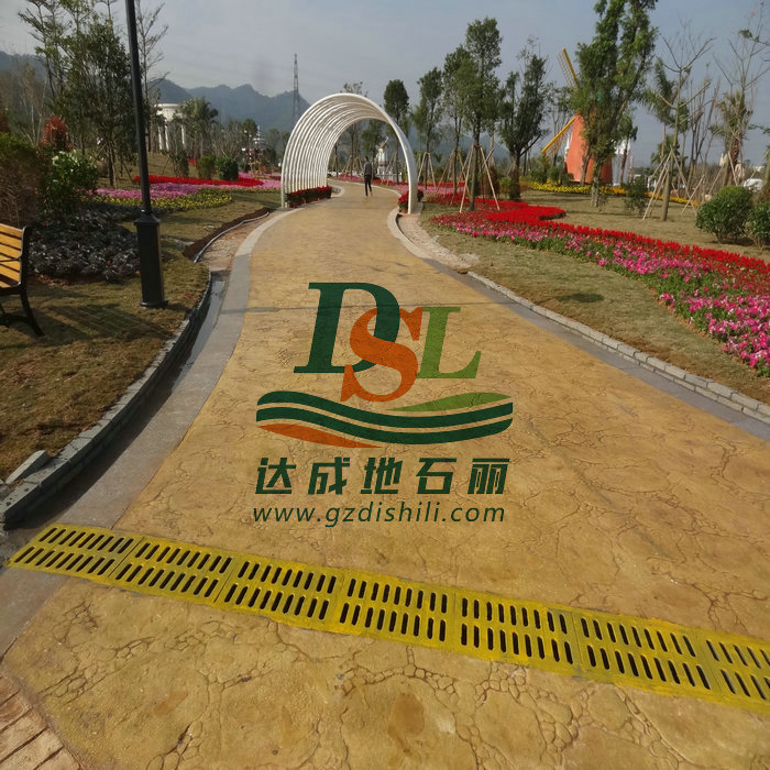 復(fù)古型藝術(shù)壓模地坪，黃色壓印混凝土壓模地坪